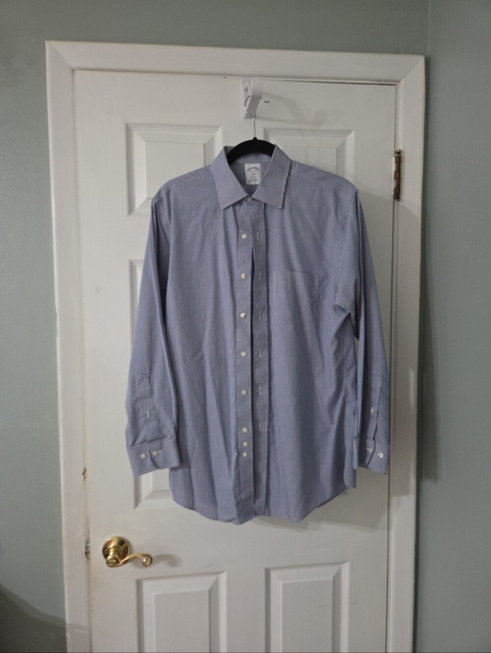 Brooks Brothers 1818 Collection Light Blue Checked Regent Long-Sleeve Shirt 15.5